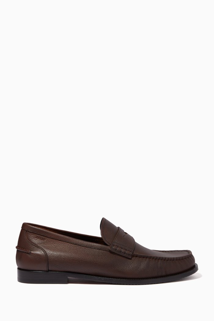 

Kebler Moccasins in Embossed Calf Leather, Brown