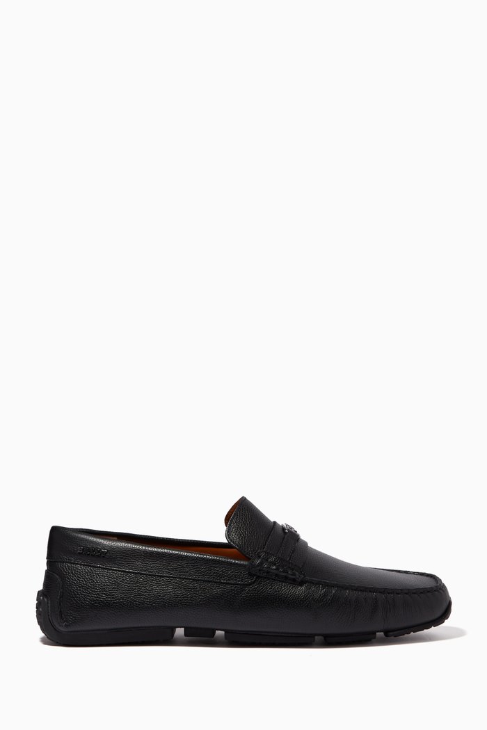 

Pilgim Driver Shoes in Grained Leather, Black