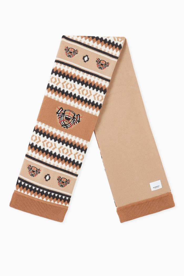 

Fair Isle Scarf in Wool Cashmere, Brown