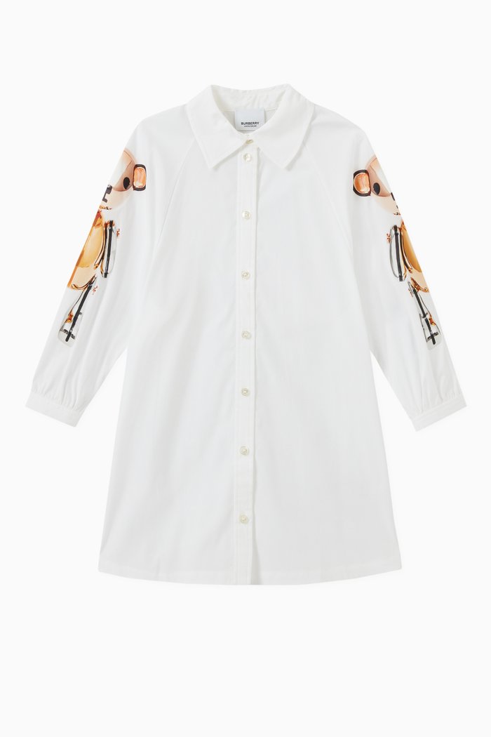 

Thomas Bear Shirt Dress in Stretch Cotton Poplin, White