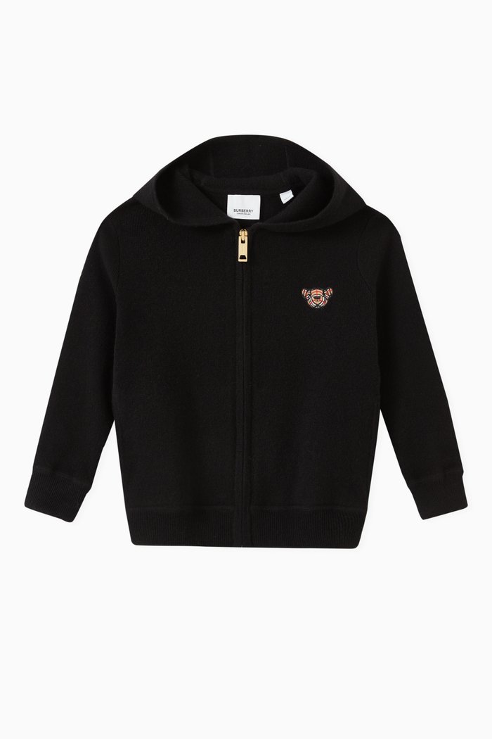

Thomas Bear Motif Hooded Top in Cashmere, Black