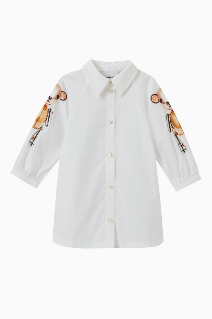

Thomas Bear Shirt Dress in Stretch Cotton Poplin, White