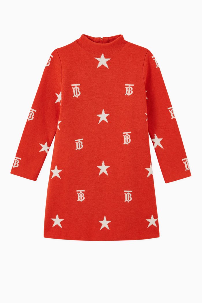 

Star & Monogram Motif Dress in Wool Blend, Orange