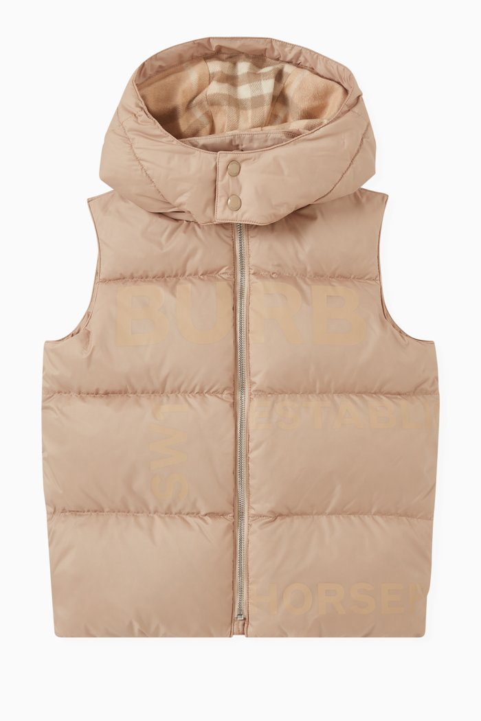 

Horseferry Print Padded Gilet in Nylon, Neutral