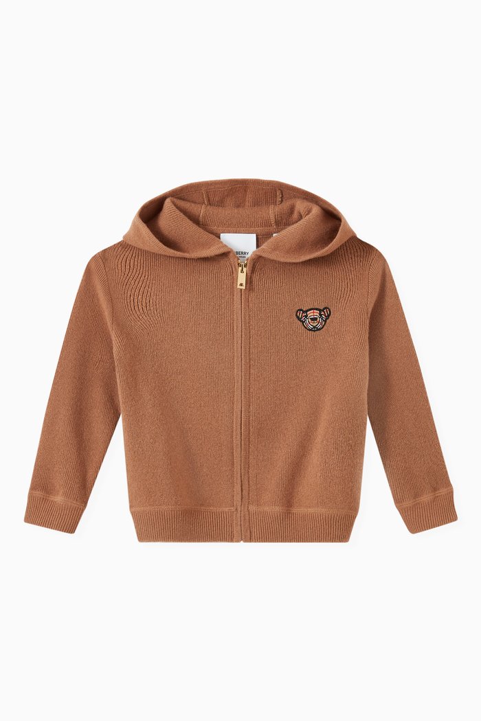 

Thomas Bear Motif Hooded Top in Cashmere, Brown