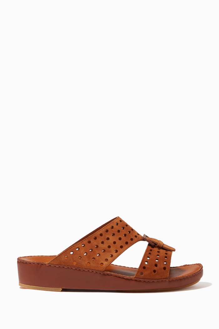 

Cinghia Perforato Sandals in Suede, Brown