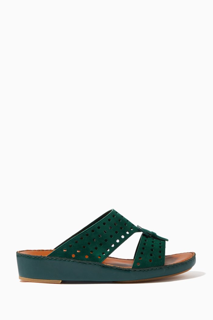 

Cinghia Perforato Sandals in Suede, Green
