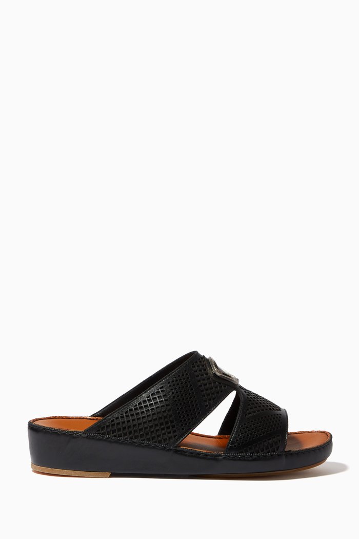 

Peninsula Perforato Sandals in Softcalf, Black