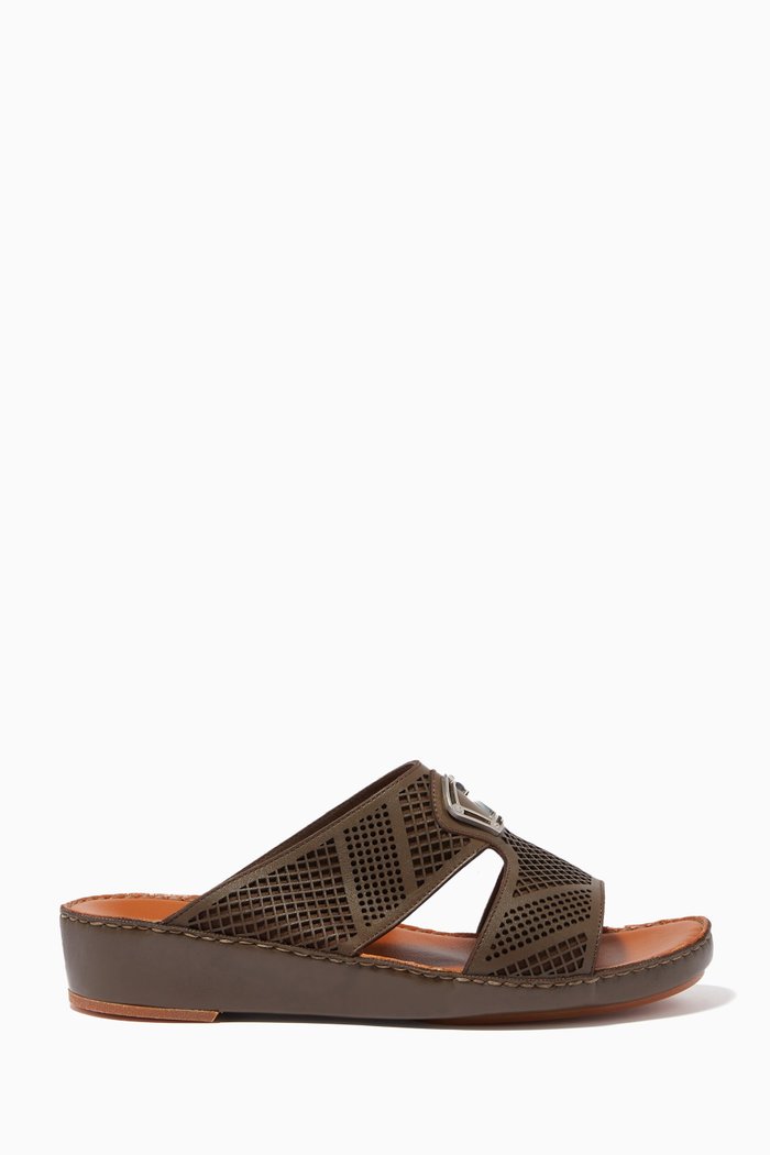 

Peninsula Perforato Sandals in Softcalf, Brown
