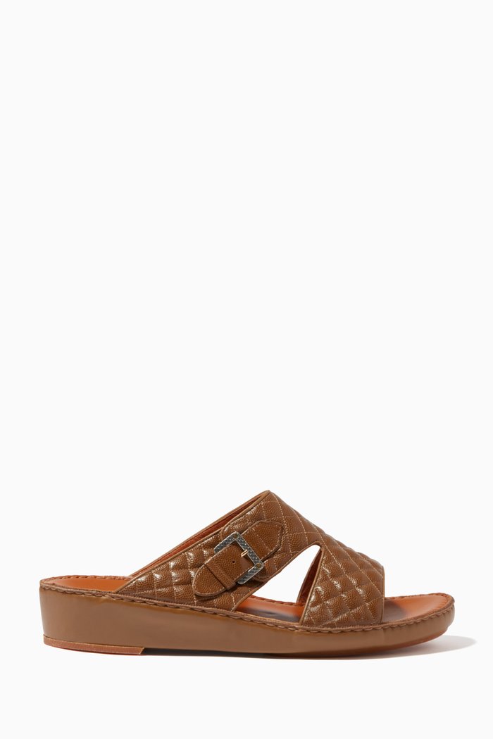 

Laterale Sandals in Matelassé Goatskin Leather, Brown