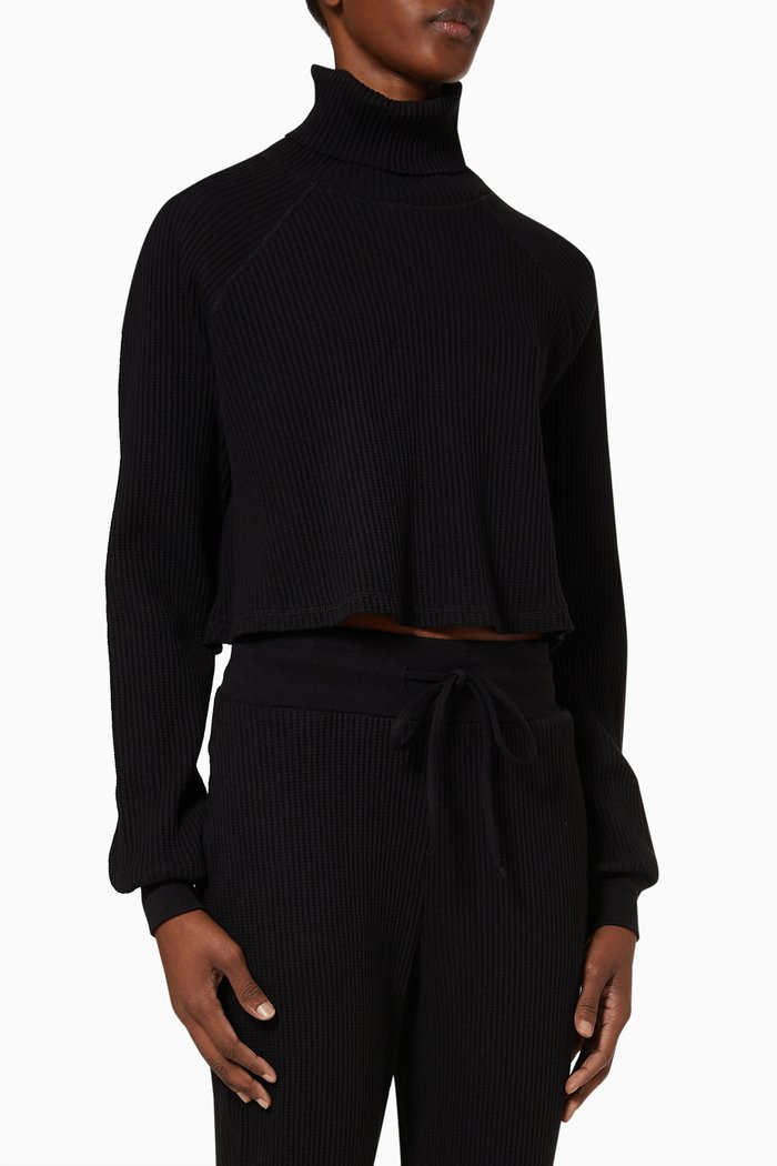 

Jumbo Stark Thermal Turtleneck in Rib Knit, Black