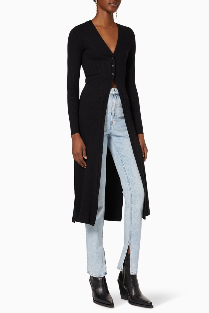 

Long Sleeve Duster in Alloy Rib, Black