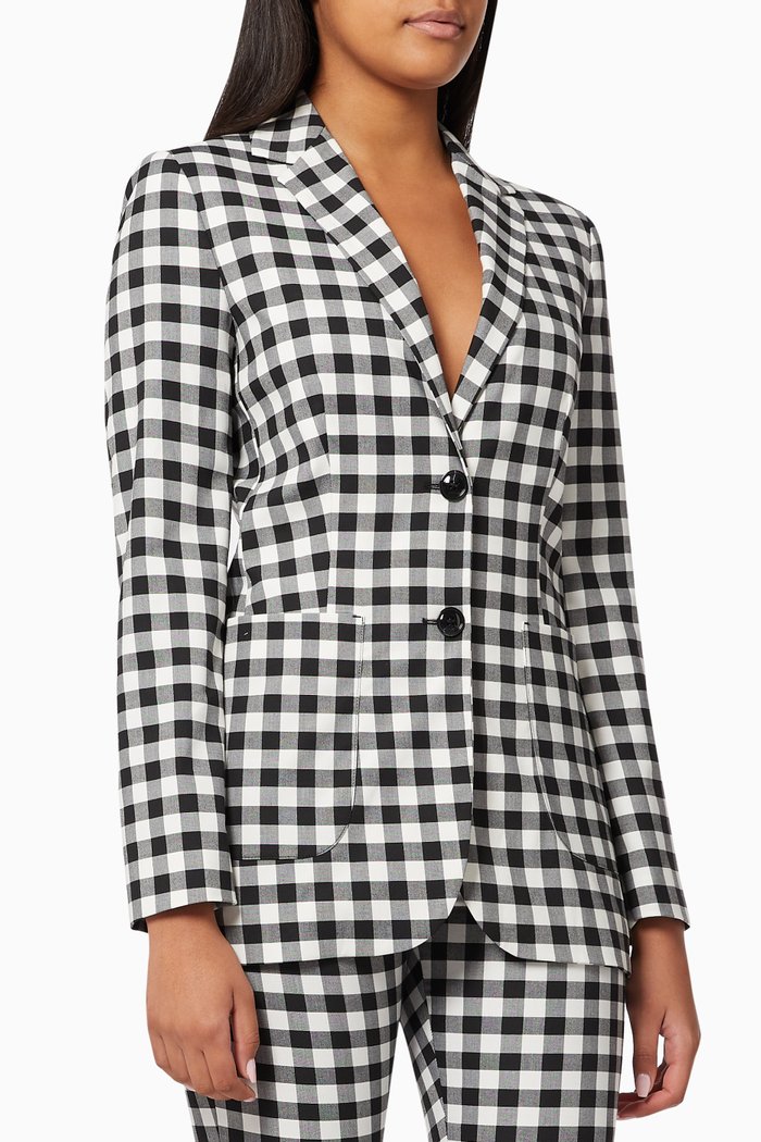 

Centauro Checkered Blazer in Rayon Viscose, Black