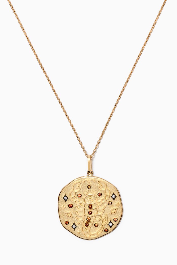 

Scorpio Zodiac Necklace with Topaz & Diamond in 14kt Yellow Gold, Multicolour