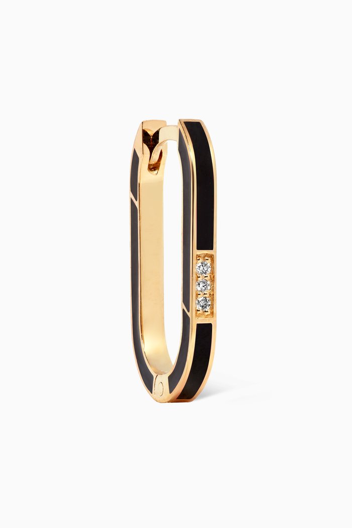 

BonBon Single Earring with Enamel & Diamonds in 14kt Yellow Gold, Black