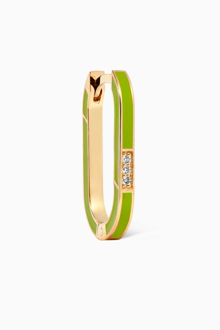 

BonBon Single Earring with Enamel & Diamonds in 14kt Yellow Gold, Green