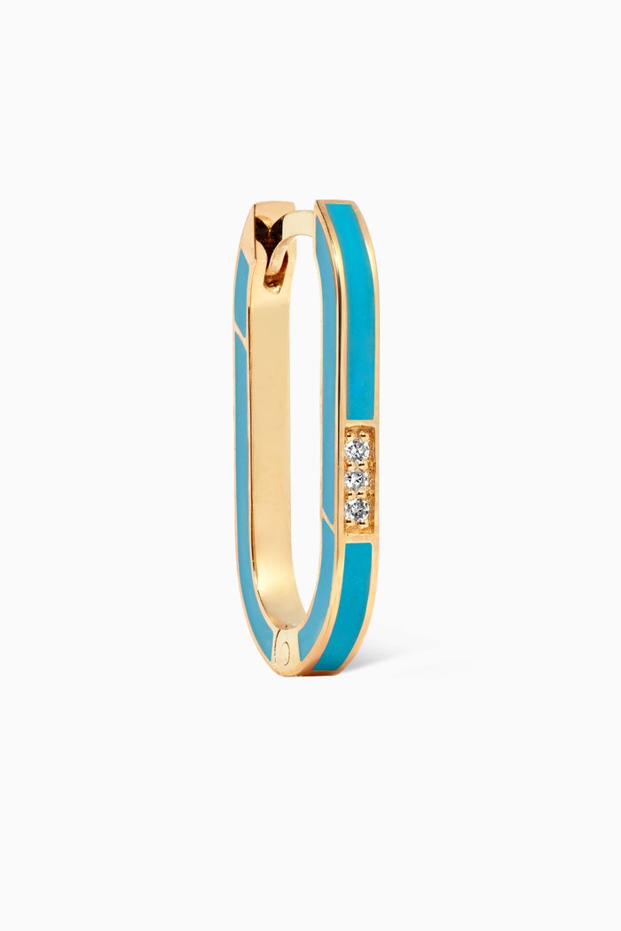 

BonBon Single Earring with Enamel & Diamonds in 14kt Yellow Gold, Blue