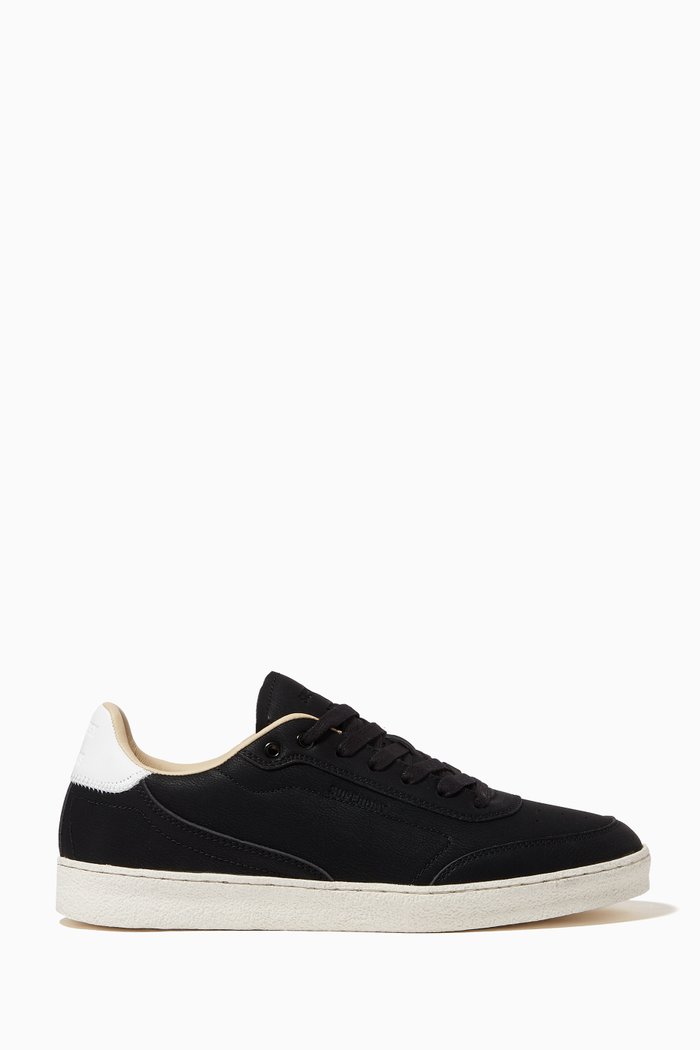 

Premium Sleek Sneakers in Leather, Black
