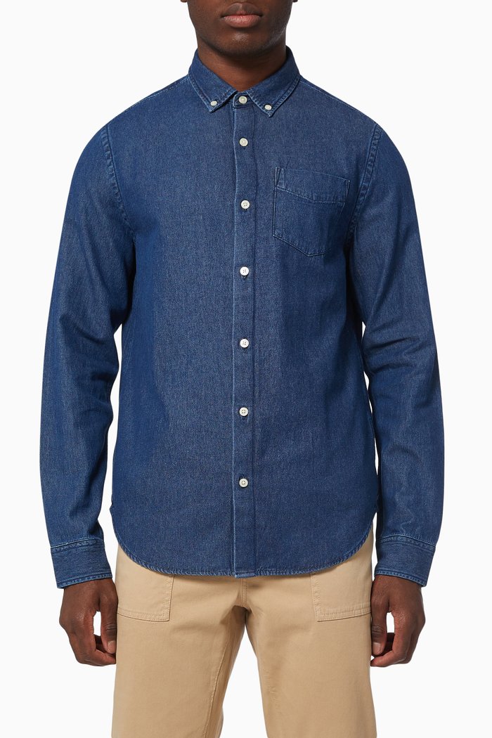 

Classic Shirt in Cotton Denim, Blue