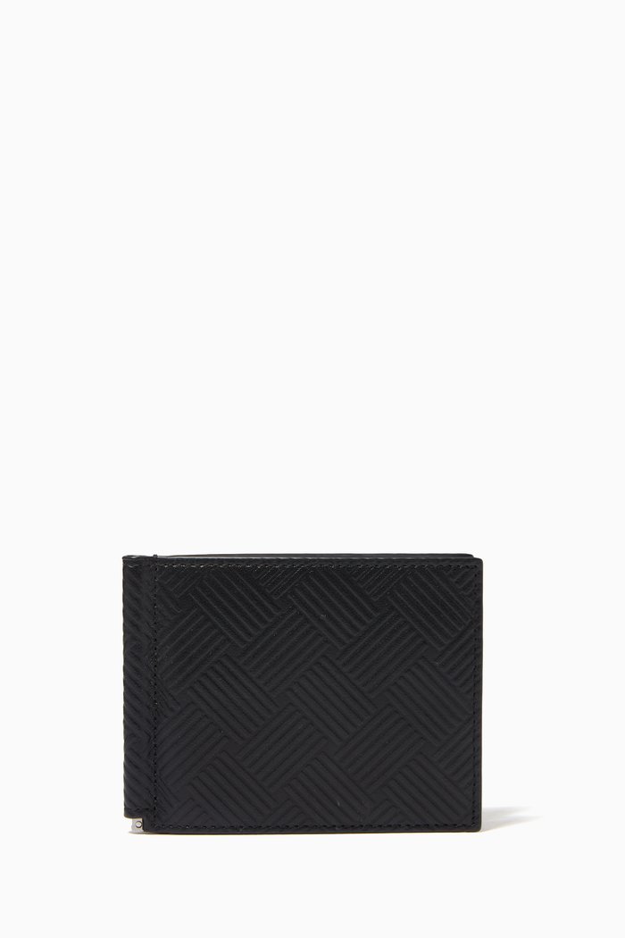 

Bill Clip Wallet in Intrecciato Debossed Calfskin, Black