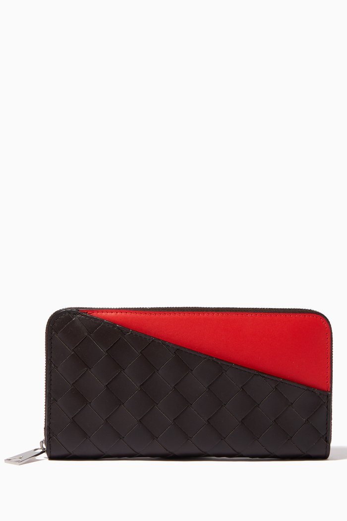 

Zip Around Wallet in Intrecciato Urban Leather, Black