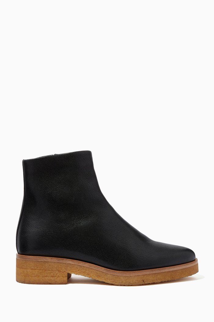 

Boris Bootie in Leather & Shearling, Black