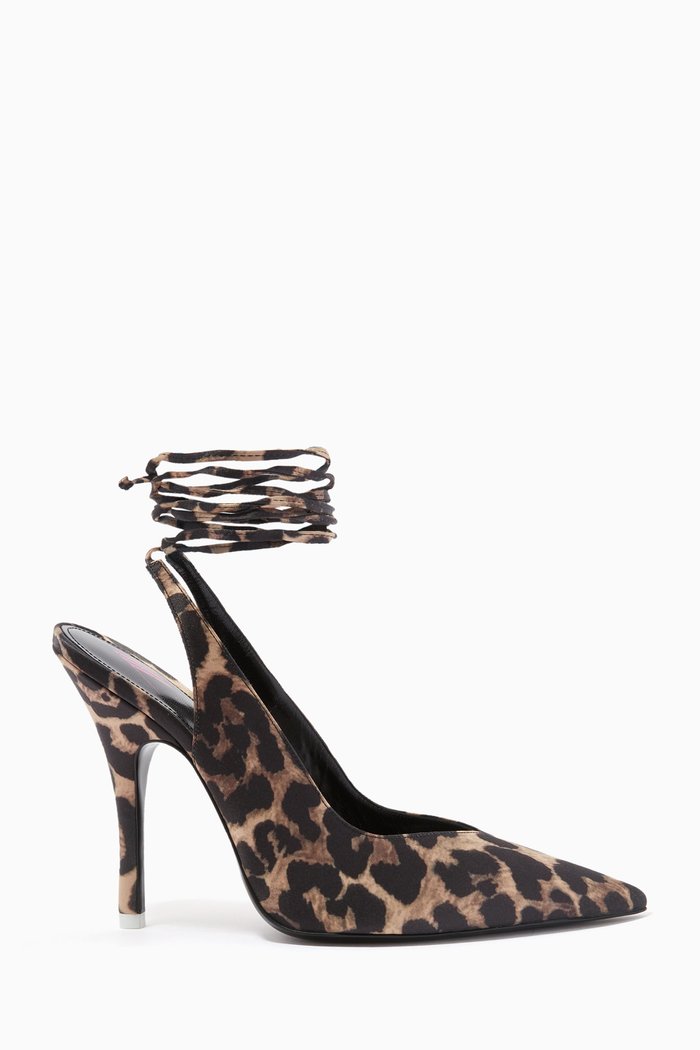 Venus 105 Slingback Pumps in Leopard Print Satin, Brown