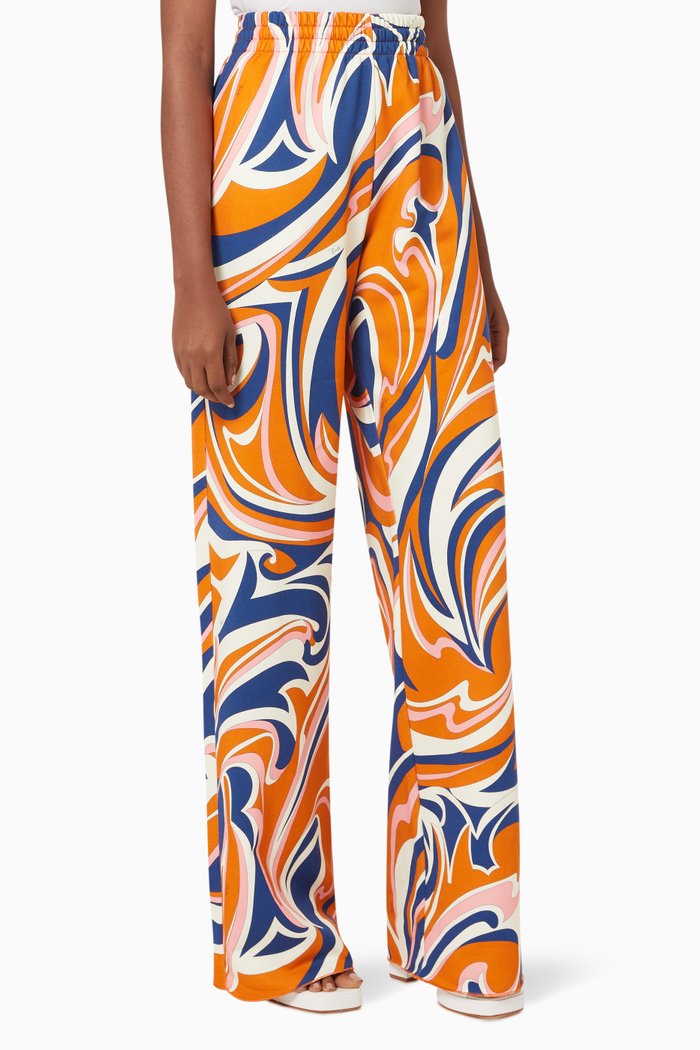

Nuages Print Trousers in Sustainable Cotton Fleece, Orange