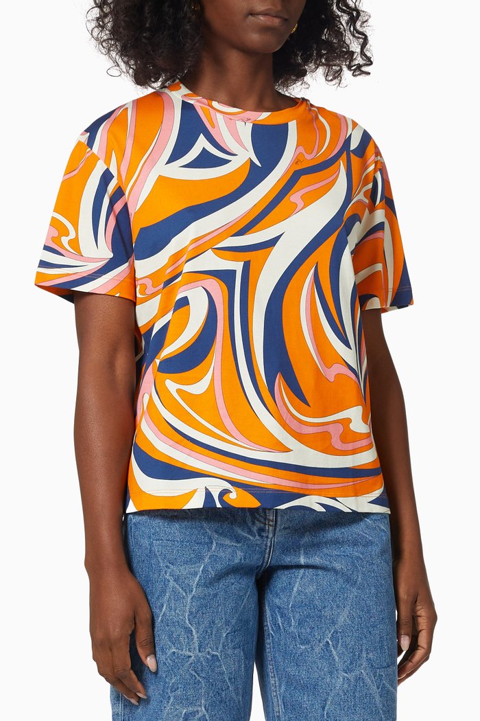 

Vetrate Print T-shirt in Sustainable Cotton Jersey, Orange