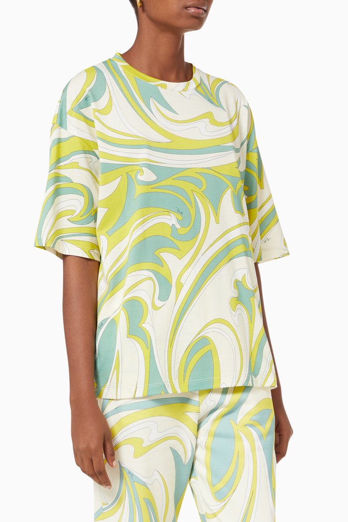 

Nuages Print T-shirt in Sustainable Cotton, Orange