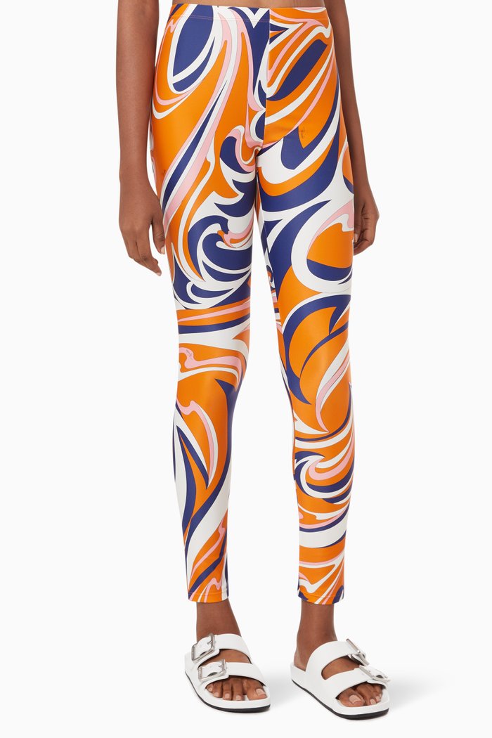

Nuages Print Leggings in Stretch Nylon, Orange