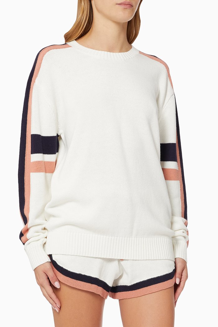 

Boo Colour-block Top in Cotton Knit, White