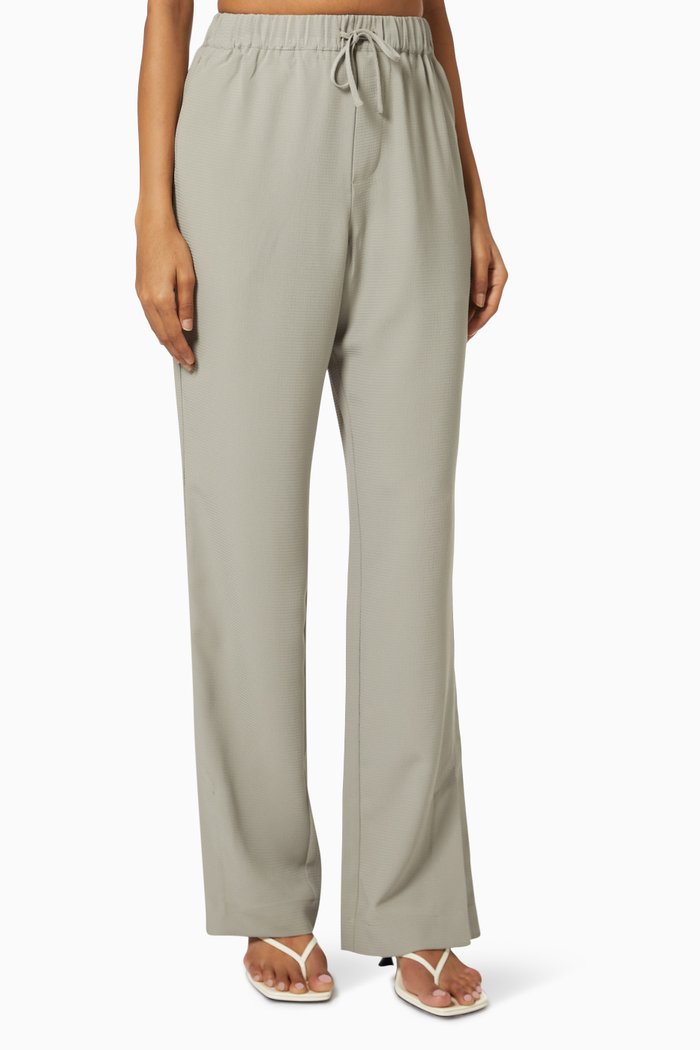 

Drawstring Pants in Seersucker, Green