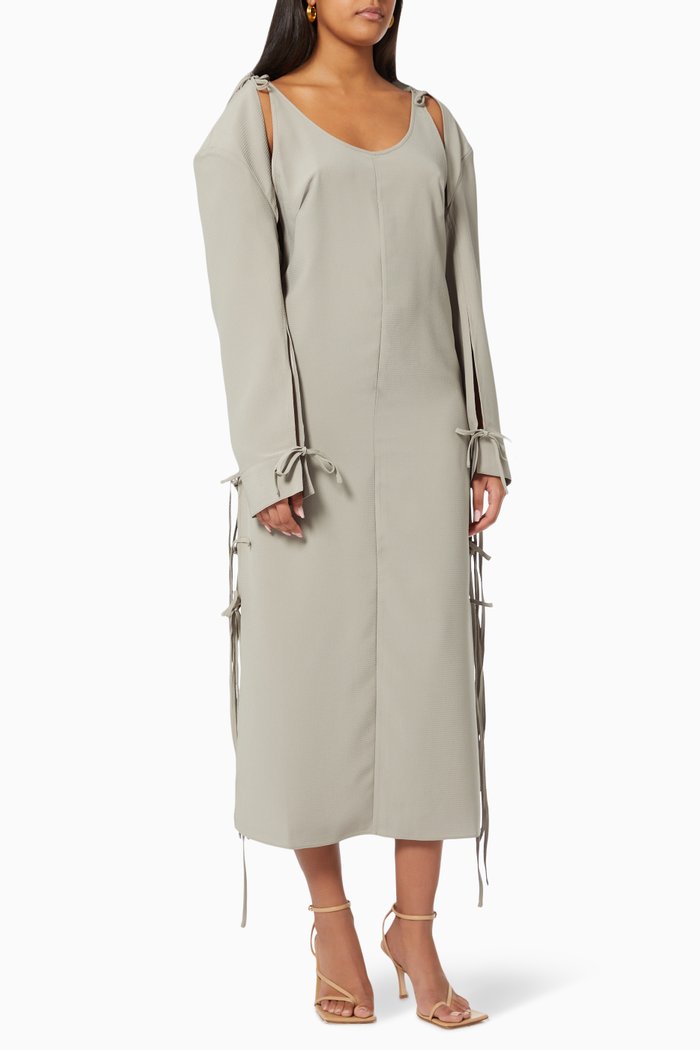 

Slip Midi Dress Set in Seersucker, Green