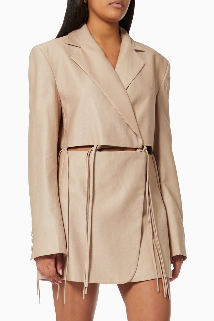 

Split Jacket in Wool, Neutral