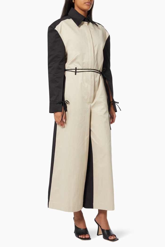 Cinched Jumpsuit in Cotton Twill, Multicolour