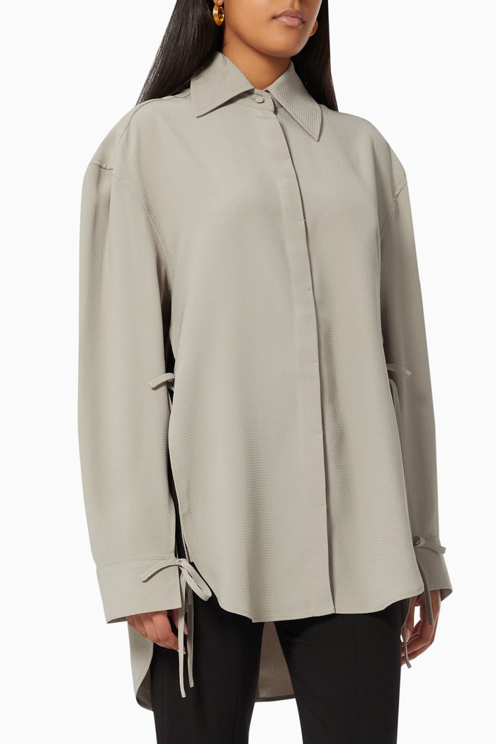 

Oversized Shirt in Seersucker, Green