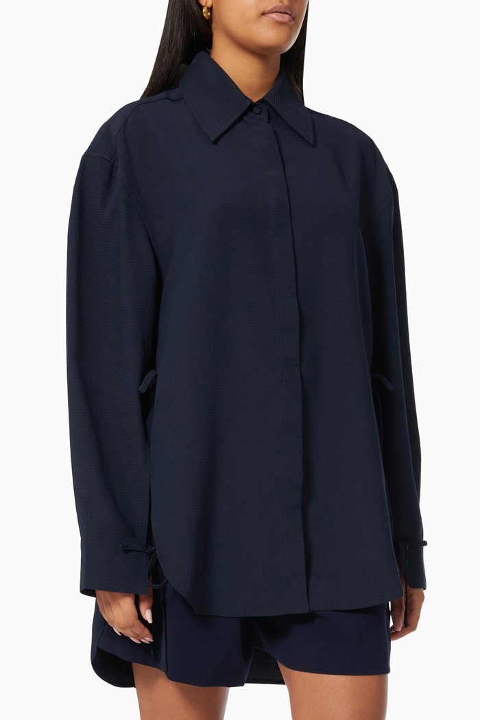 

Oversized Shirt in Vegan Leather, Blue