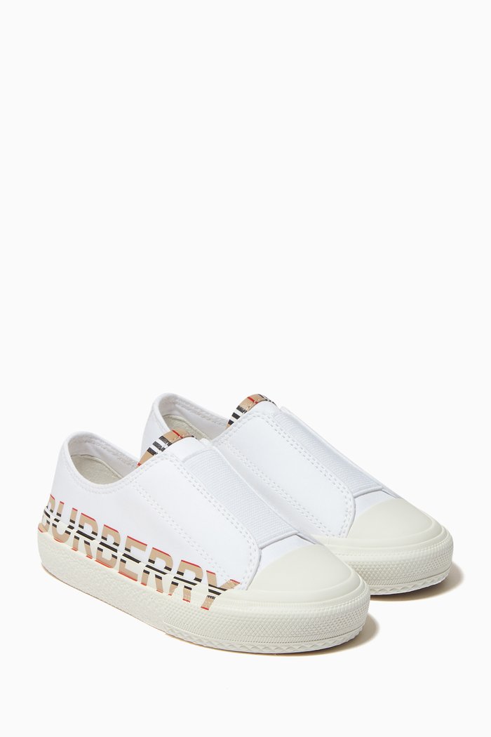 

Sneakers with Icon Stripe Logo in Cotton Gabardine, White