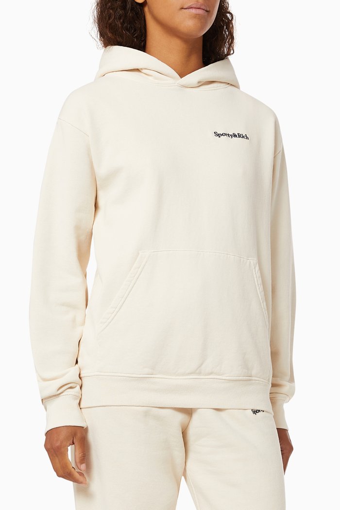 

Serif Logo Hoodie in Cotton, Neutral