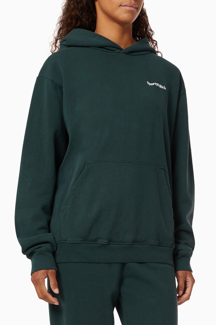 

Serif Logo Hoodie in Cotton, Green