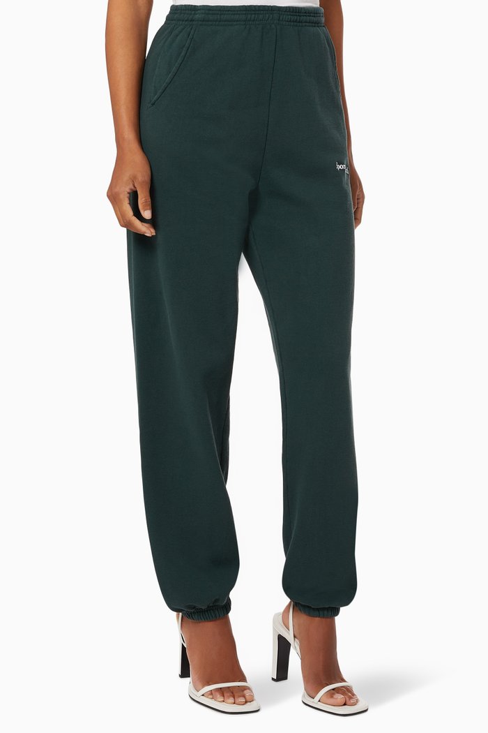 Serif Logo Sweatpants in Cotton, Green