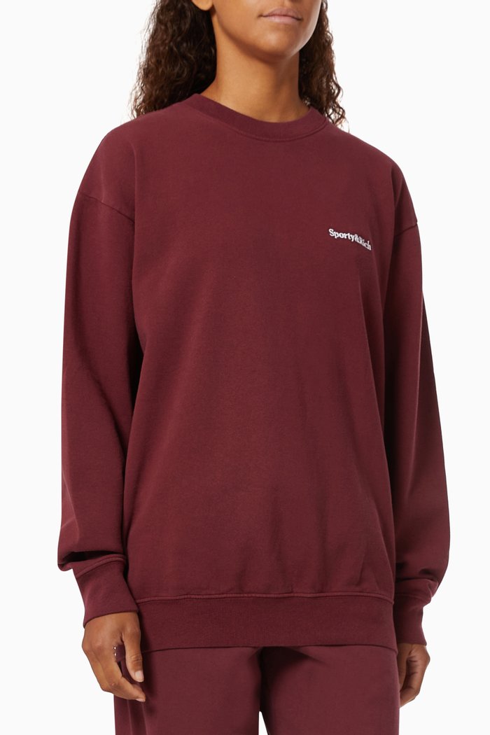 

Classic Logo Crewneck Sweatshirt in Cotton, Burgundy