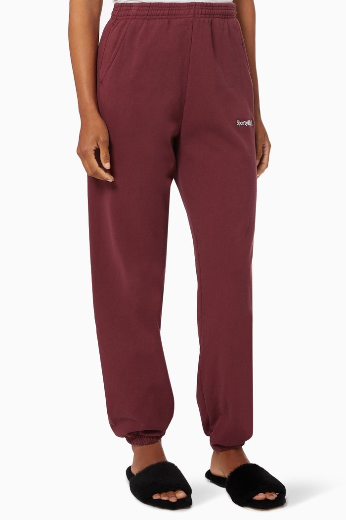 

Serif Logo Sweatpants in Cotton, Burgundy