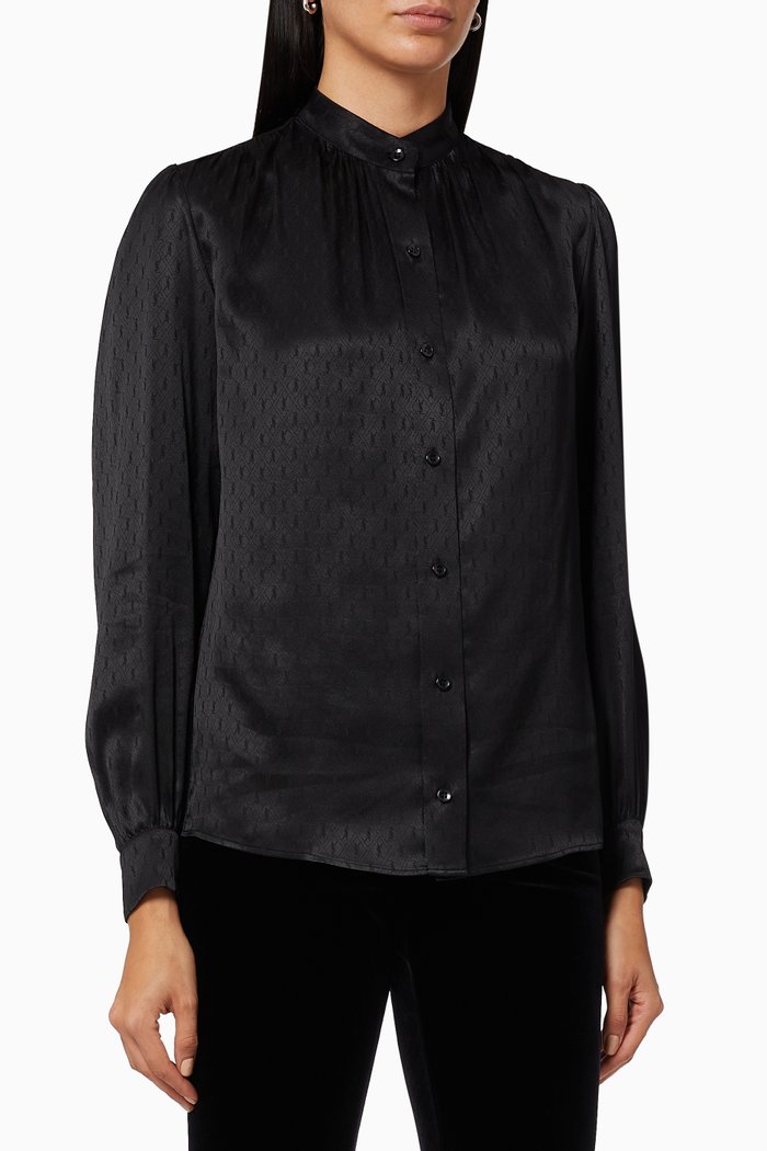

Blouse in Matte & Shiny Monogram Silk, Black