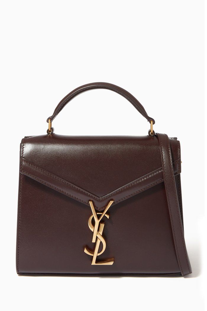 Mini Cassandra Top Handle Bag in Box SAINT LAURENT Leather, Burgundy