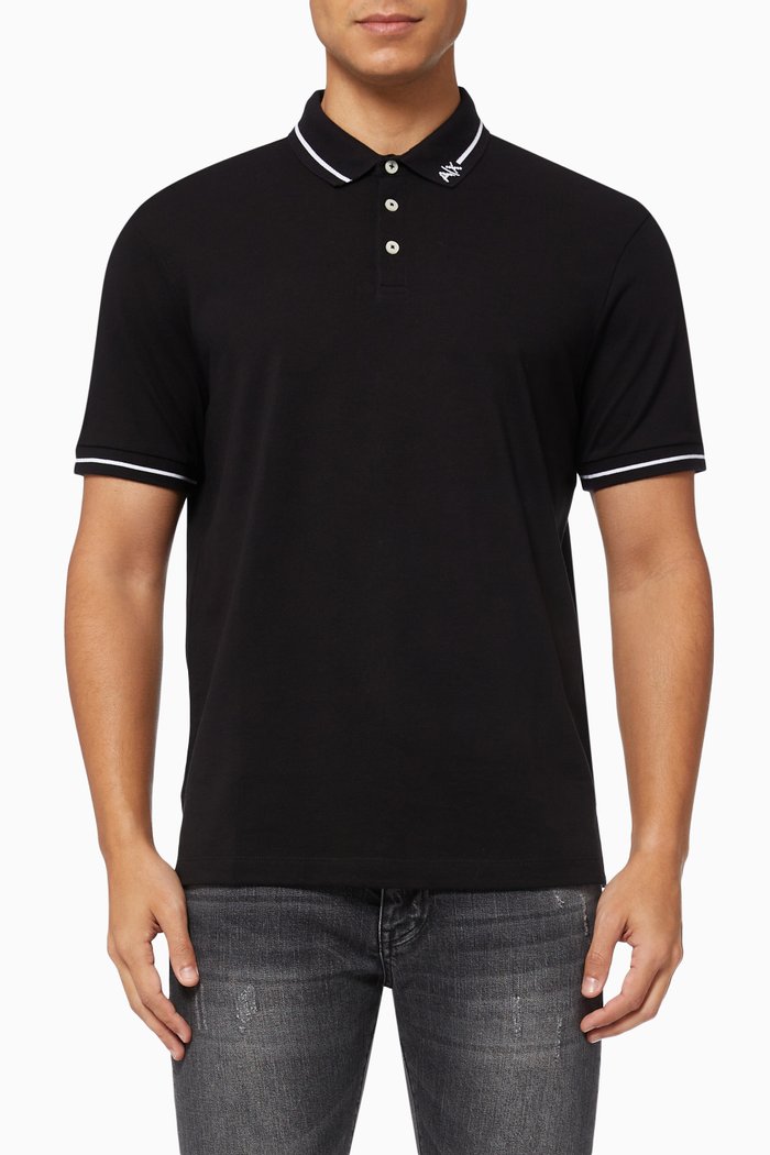 

Contrast Logo Polo Shirt in Cotton, Black