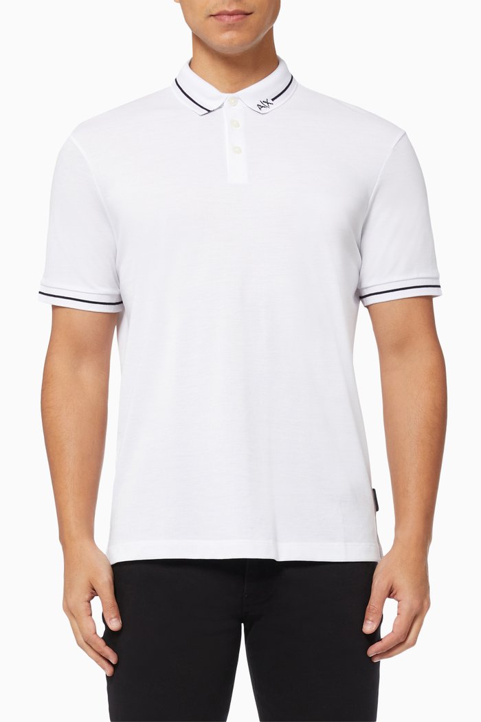

Contrast Logo Polo Shirt in Cotton, White