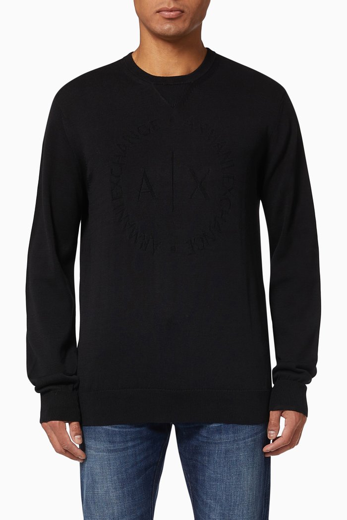 

Essential Pullover in Cotton-blend Knit, Black