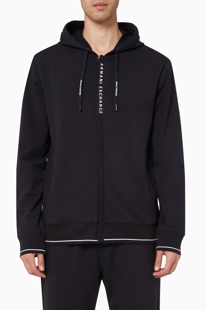 

Zip-Up Hooded Sweatshirt in French Terry, Blue